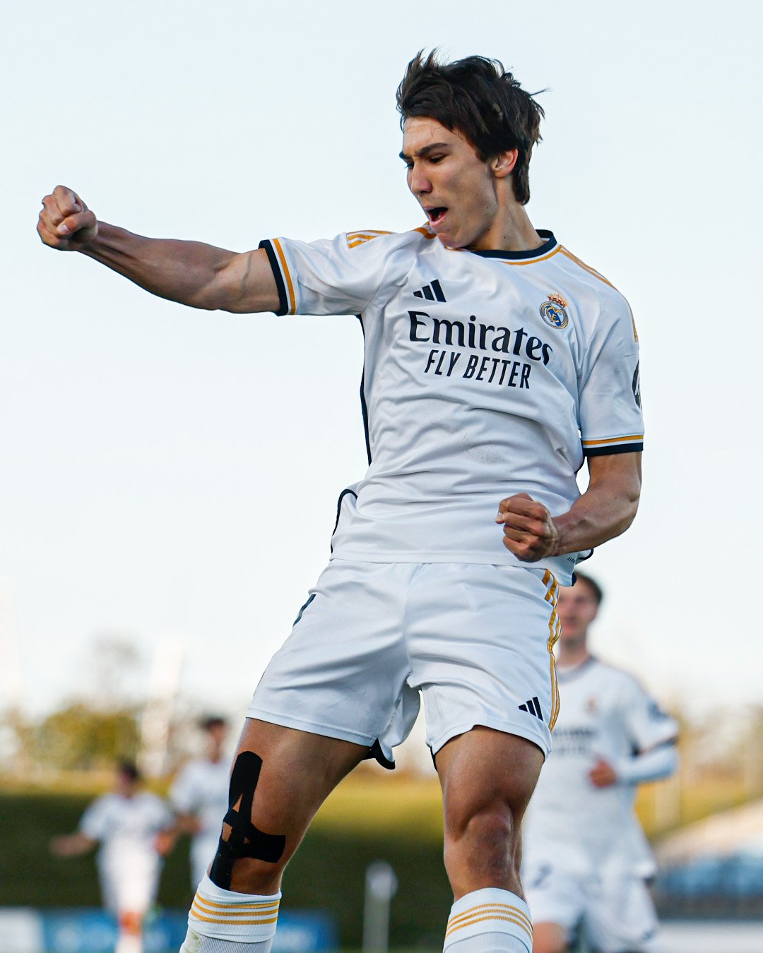 El jugador del Real Madrid, Gonzalo celebra su tanto contra el RB Leipzig en la Youth League.