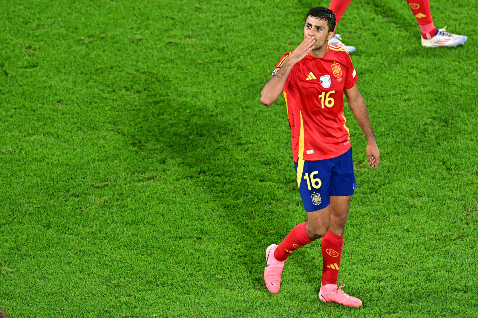 Rodri celebrando el gol de España.