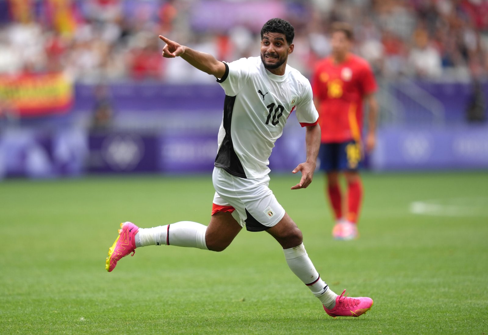 Adel celebrando su gol en el partido de los Juegos Olímpicos que enfrentaba a España y Egipto.