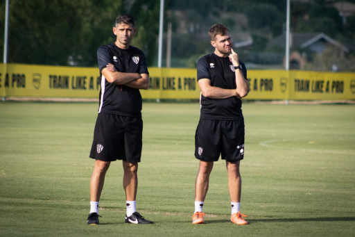 Antonio Hidalgo en el entrenamiento de la SD Huesca