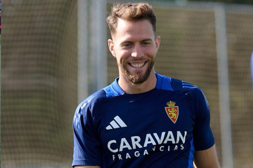 Iván Calero en el entrenamiento del Real Zaragoza