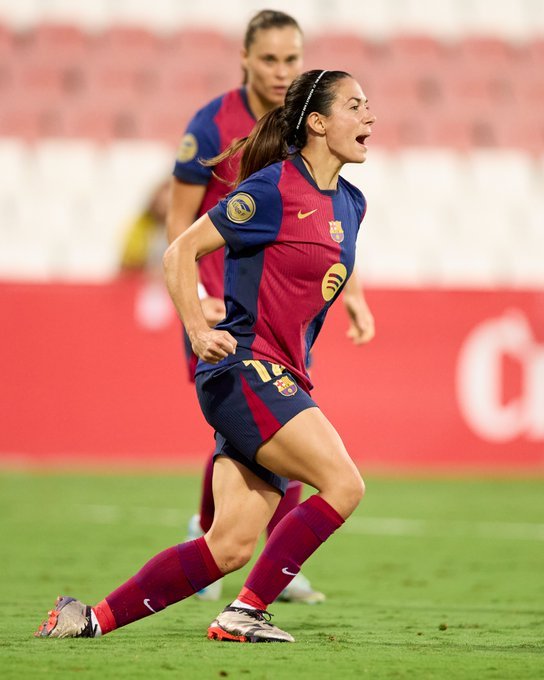 Aitana Bonmatí celebrando el gol de la victoria frente al Sevilla. (Foto: vía FC Barcelona/ redes sociales ´X`)