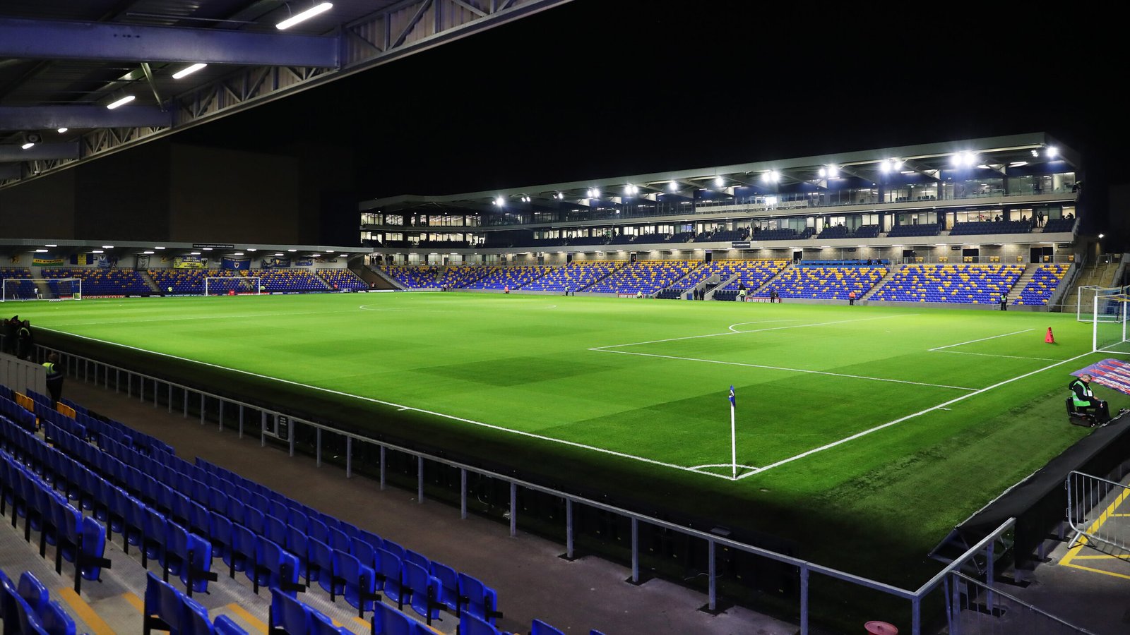 WIMBLEDON, ENGLAND - NOVEMBER 23: General view inside the stadium prior to the Sky Bet League One match between AFC Wimbledon and Crewe Alexandra at Plough Lane on November 23, 2021 in Wimbledon, England. (Photo by James Chance/Getty Images)