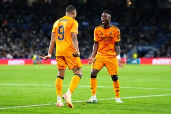 Kylian Mbappé y Vinícius, celebrando uno de los goles en Anoeta.