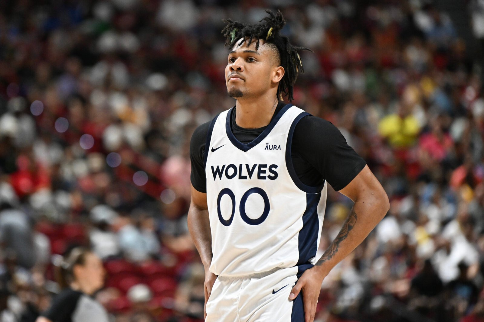 Terrence Shannon Jr. #00, rookies, de los Minnesota Timberwolves contra los New Orleans Pelicans en la NBA Summer League en el Thomas & Mack Center el 12 de julio de 2024 en Las Vegas, Nevada. Los Timberwolves vencieron a los Pelicans 81-74. (Fotografía: Candice Ward/Getty Images)