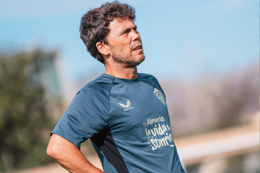 Rubi, UD Almería, entrenando antes de enfrentarse al Real Zaragoza