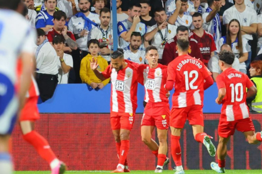 Celebración de la UD Almería en el partido contra el Real Zaragoza