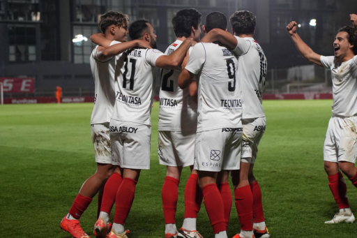 Celebración del gol de la UD Sanse ante el Almería