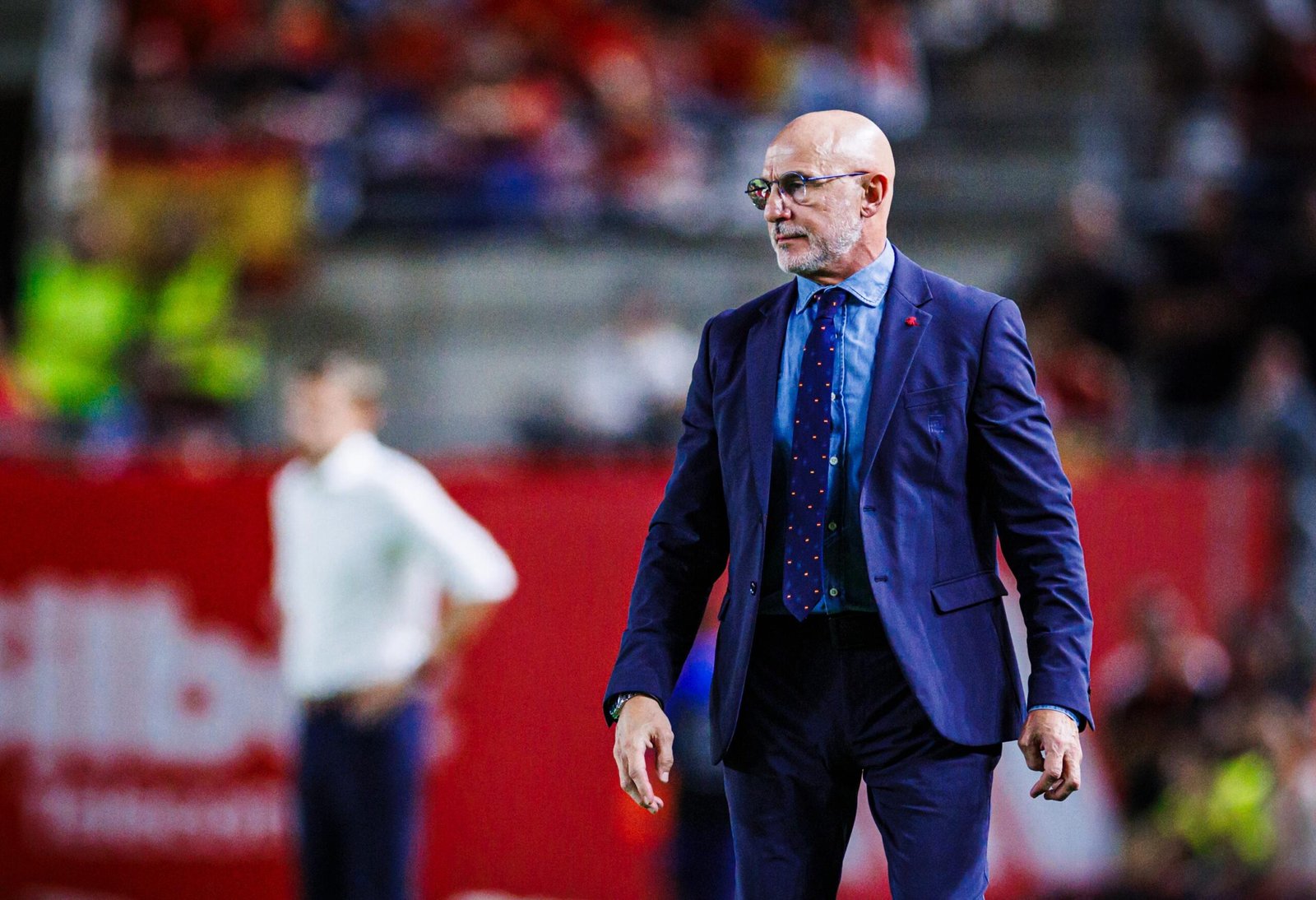 Luis de la Fuente durante el partido contra Dinamarca. Fuente: SeFutbol X