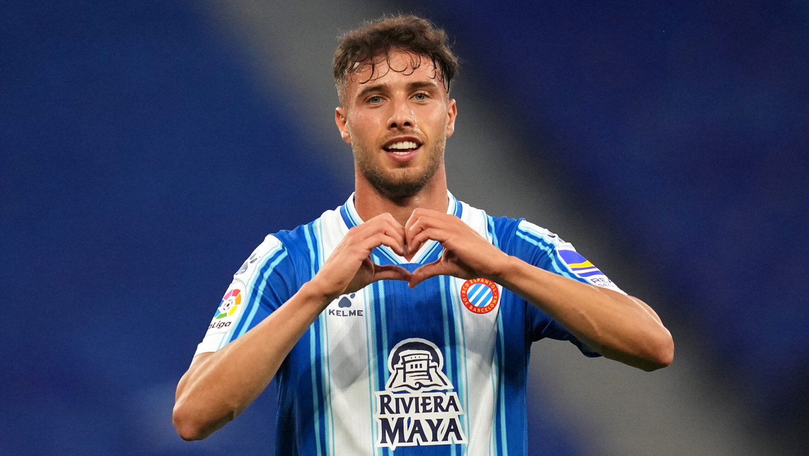 BARCELONA, SPAIN - JUNE 04: Javi Puado of RCD Espanyol celebrates after scoring the team's first goal during the LaLiga Santander match between RCD Espanyol and UD Almeria at RCDE Stadium on June 04, 2023 in Barcelona, Spain. (Photo by Alex Caparros/Getty Images)