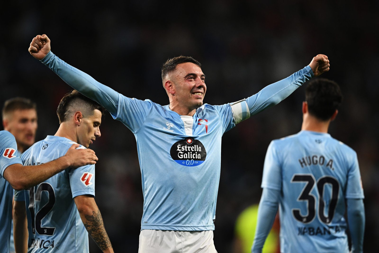 Iago Aspas celebra el segundo gol de su equipo durante el partido de LaLiga entre el RC Celta de Vigo y el RCD Mallorca en el Estadio Balaidos. (Foto de Octavio Passos/Getty Images)