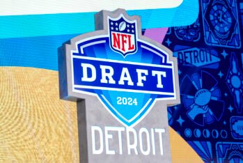 NFL logo for the 2024 NFL draft en el Campus Martius Park y Hart Plaza el 27 de abril de 2024 en Detroit, Michigan. (Fotografía: Nic Antaya/Getty Images)