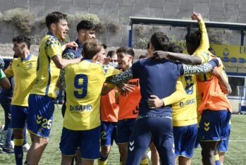 Las Palmas Atlético celebra una victoria en el Anexo de Gran Canaria. Foto: UD Las Palmas.