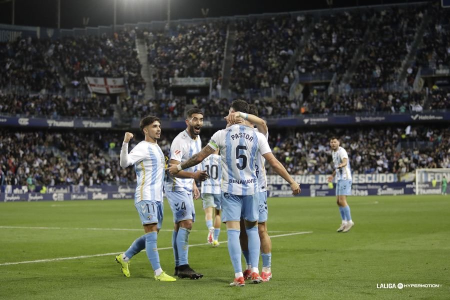 Imagen de la celebración del gol de Álex Pastor ante el Levante UD. Fuente: LaLiga vía web