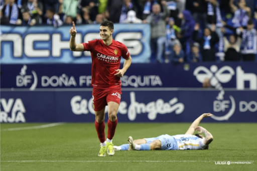 Marcos Luna en el encuentro ante el Málaga CF