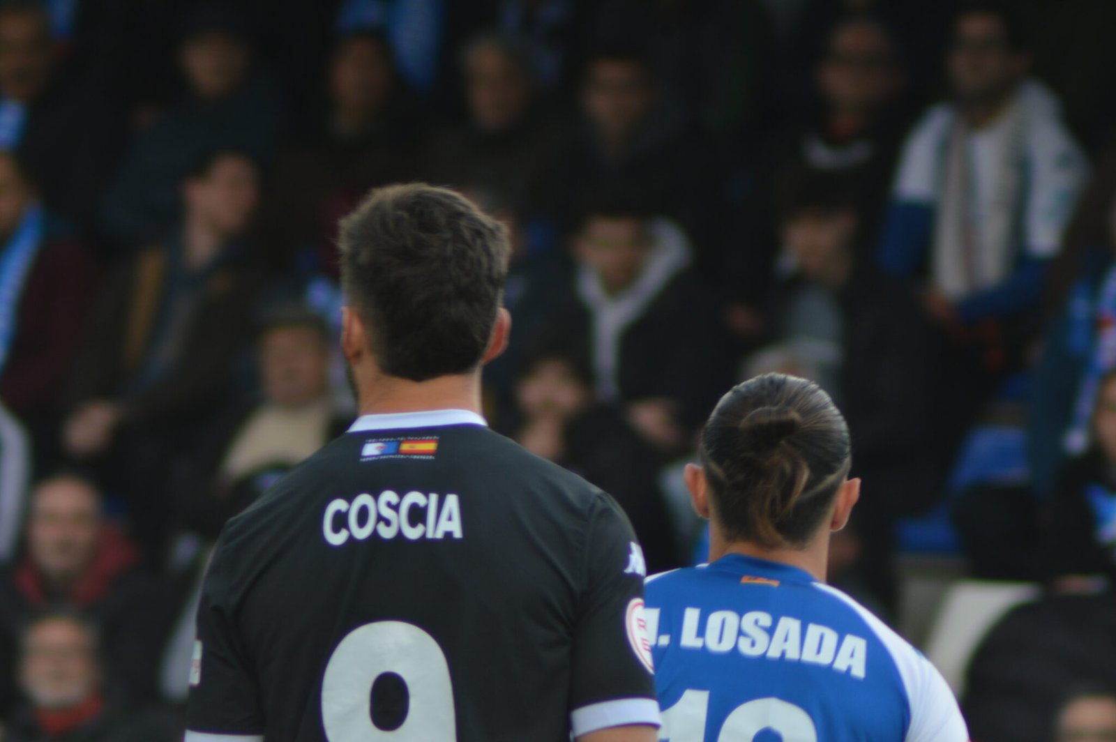 Coscia y Losada en el encuentro entre el Alcoyano y Hercules (Fotografía: Ángel Sánchez)