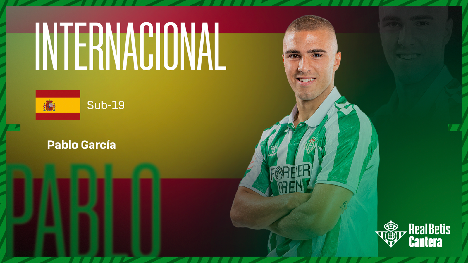 Pablo García, canterano del Real Betis Balompié, seleccionado para el Europeo sub-19 (Foto: página oficial Real Betis)