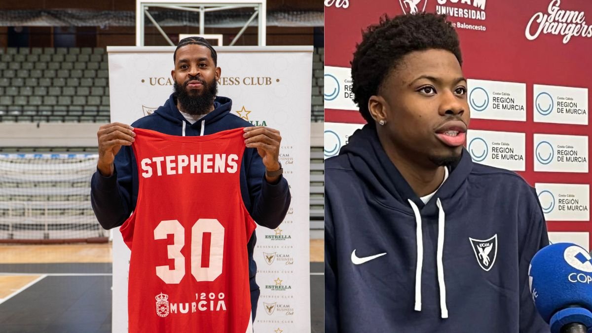 DJ Stephens y Kostas Antetokounmpo en sus respectivas presentaciones